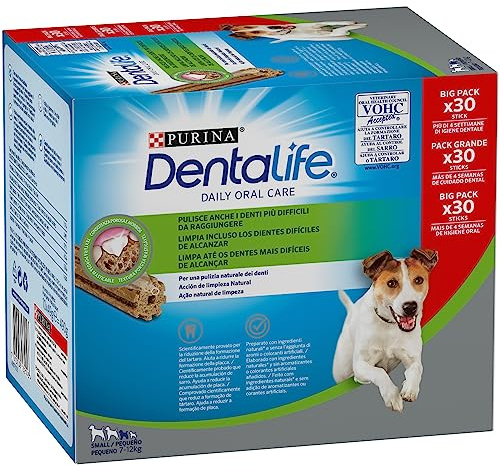 Purina Dentalife Daily Oral Care Small, Snack für kleine Hunde, Mini, 2 Packungen mit 30 Sticks, 60 Sticks