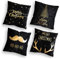 MBW 4 Stück Kissenbezug aus Mikrofaser in schwarz/Gold für Weihnachten Dekorative Kissenhüllen 45 x 45 cm Dekoration für Wohnzimmer Schlafzimmer Kinderzimmer