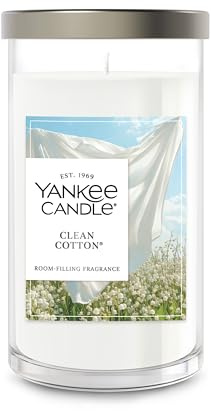 Yankee Candle Medium Pillar Scented Candle with up to 115 Hour Burn Time, Premium Plant Wax Blend for Consistent Burn, 14.25 oz Pillar Candle with Room Filling Fragrance, Clean Cotton