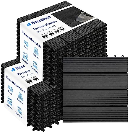 Floordirekt || Royal | Caillebotis Emboîtables | Qualité Supérieure Résistant aux intempéries | Idéales sol Extérieur, Terrasse, Balcon | 2m² | 30x30cm, Anthracite