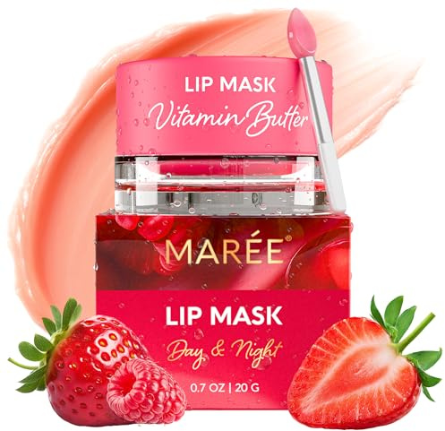 MAREE Lip Mask Overnight - Lip Moisturizer For Very Dry Lips - Hydrating Lip Butter Balm with Hyaluronic Acid & Collagen - Overnight Lip Treatment - Lip Sleeping Mask Repair - Hidratante de Labios