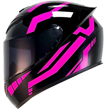 Motorrad Integralhelm DOT Motorrad Touristenhelme Vollvisierhelm Rollerhelm Sturzhelm für Männer & Frauen Tägliches Pendeln (Pink,57~58cm L)