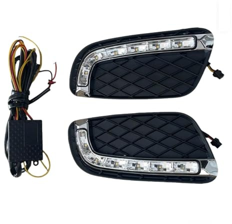 Riloer Luz DRL de circulación diurna, Luces Diurnas Drl, Luces de circulación diurna con función bidirecional de tira de luz amarilla para Smart Fortwo 2008-2011, Alta Intensidad Luminosa