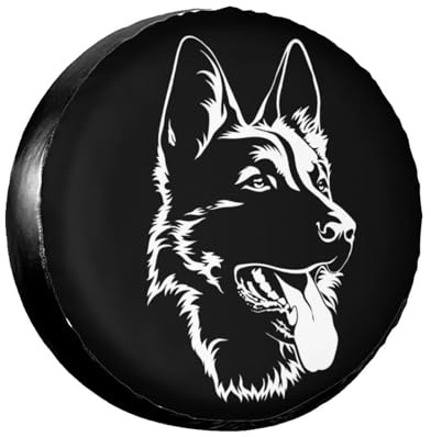 Copertura universale per ruota di scorta con cane pastore tedesco, impermeabile, antipolvere, protezione per pneumatici per rimorchi, camper, SUV, camion, fuoristrada, viaggio, 35,5 cm