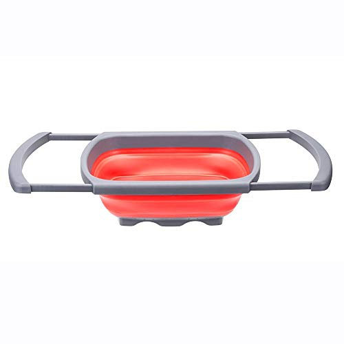 Obahdirry Colador plegable de cocina sobre el con base estable para estar de pie de 6 cuartos de galón, apto para lavavajillas