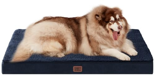 EHEYCIGA XXL Orthopedic Extra Large Washable Dog Bed, 127x91x10cm, Navy | Soft Fabric, Durable Oxford Fabric Lining, Supportive Foam Egg Trays, Non-slip Bottom, With Removable Cover, For Crate Mat