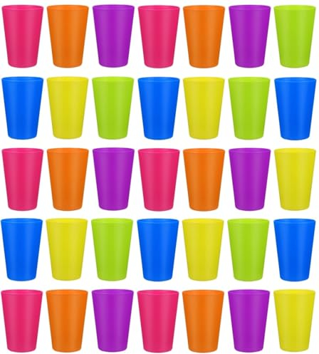 KAHEIGN 36 Piezas Vasos de Plástico Reutilizables, 250ml Vasos de Plástico para Niños Vasos Duraderos para Cocina Exterior Fiestas Picnics Barbacoa Viajes (6 Colores Brillantes)