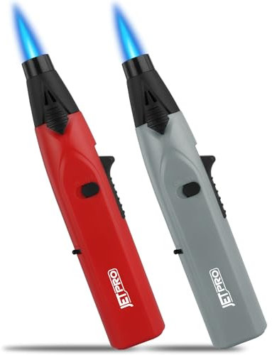 Stick Lighter Kitchen Torch Lighter with Jet Flame and Standard Flame Refillable Adjustable and with Safety Lock - Ideal for Barbecue Fireplace or Campfire (Butane Gas NOT Pre-filled)
