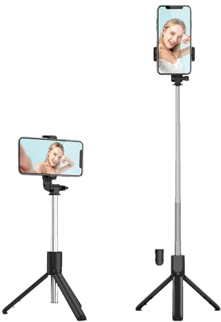 Trípode de con 2 luces de relleno, trípode de teléfono extralargo de 45 | pulgadas con control remoto desmontable, compatible con teléfonos inteligentes