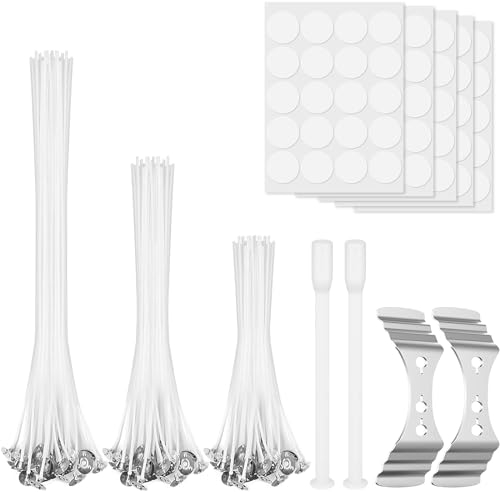Sularpek Kerzendochte Set, 100 Stück Kerzendochte für Kerzen, Kerzen Docht Set Mit Dochthalter, Rauchfrei Kerzendochte, Dochte für Kerzen Gießen, Für DIY Kerzen Selber Machen Aromatherapie(10/15/20cm