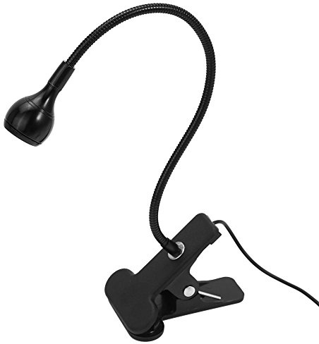 LED-klämlampa med flexibel svanhals USB-läslampa bärbar bordslampa kallvitt ljus 1W svart