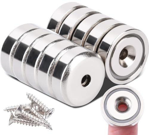 Aenienoe Calamite Potenti Con Foro Magneti Neodimio 7kg Forza 16mm Calamite Potente, Magneti Multiuso Per Cucina, Magazzino, Garage Con Viti Di Montaggio,10Pezzi