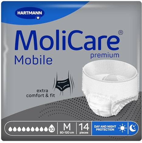 MoliCare premium Mobile 10 Tropfen Größe M, Inkontinenzhosen für Frauen und Männer mit schwerer Inkontinenz, extra Auslaufschutz, fortschrittlicher Hautschutz, verbesserte Passform, 14 Stück