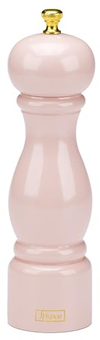 JHuxe Rose Pink Salt Pepper Grinder Mill, 8 Inch Classic Wood Manual Salt Pepper Grinder, Adjustable Wooden Peppermill, Refillable Pepper and Salt Mill, Best Mama's Day Gifts for Mom from Daughter Son