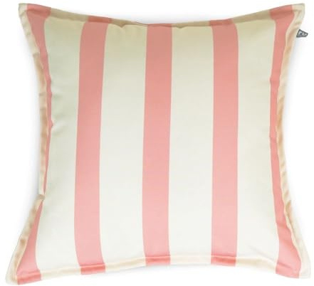 rucomfy Beanbags Indoor/Outdoor Striped Cushion with Fibre Filling - Accessories for Home and Garden, Decor Scatter Pillow - Pre Filled, Water Resistant (45x45cm, Dusky Pink)