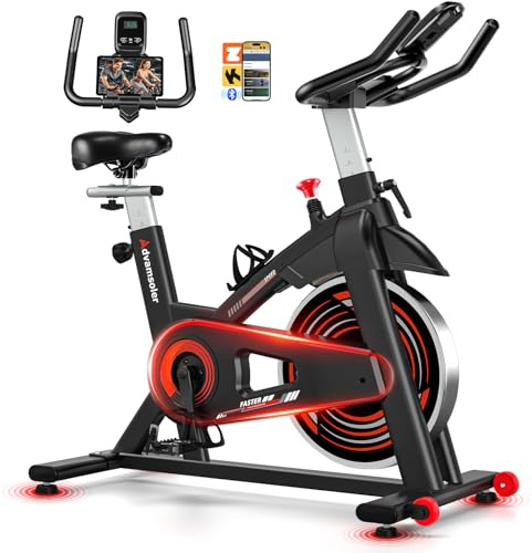 Exercise Bike for Home Use, Advamsoler Stationary Bike, Adjustable Resistance Home Gym Equipment Spin Bike with LCD Display, Tablet Holder