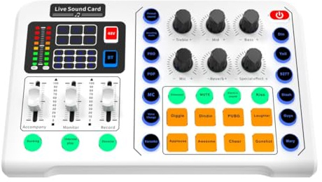 Pqahffowr - Tarjeta de sonido de estudio para grabaci�n en , interfaz para mezcla de m�sica con salida de sonido para tel�fono m�vil y ordenador. F�cil de usar y finamente Tra