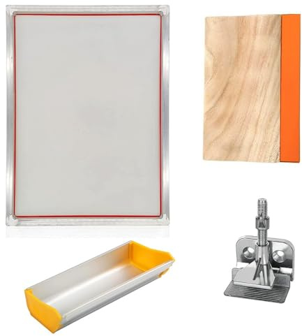 1-teiliges A3/A4-Siebdruckset – mit Rakel, Emulsionsbeschichtung und Klemme for den DIY-Druck von T-Shirts, Papier und Mehreren Oberflächen(A3kitsx120Tx300mesh)