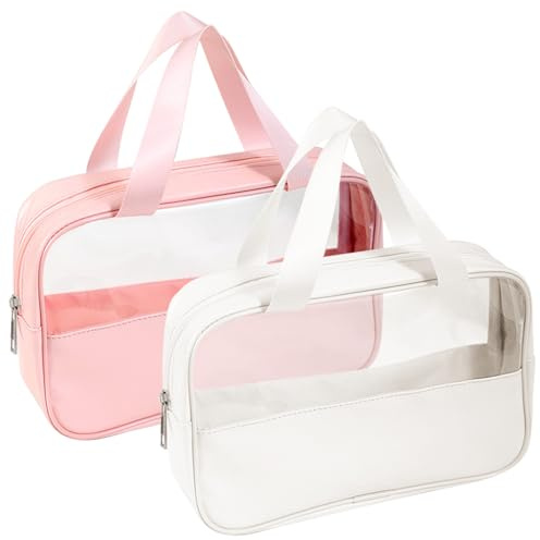 MLPKOI 2 Piezas Neceser Viaje, Bolsa de cosméticos y Maquillaje Portátil Neceser Transparente Rectangular Impermeable Bolsa para el Cuidado de la Piel, Organizador de Cosméticos