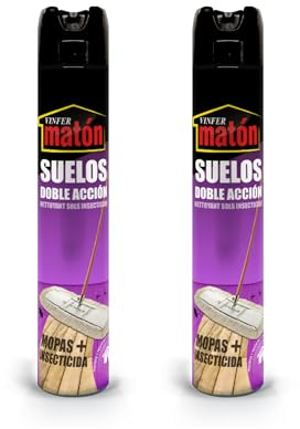VINFER-Mopas Spray con Insecticida Pack 2x750 ml (1,5L)| Aerosol Doble Acción Limpieza e Insecticida | Para Insectos Rastreros | Limpia Suelos y Ayuda a Combatir Cucarachas, Hormigas y Arañas