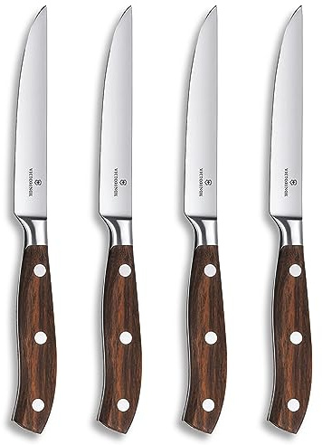 Victorinox Grand Maître Juego de 4 cuchillos de carne, aptos para el lavavajillas y de madera de arce modificada