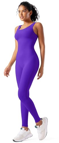 Women Rompers Jumpsuits Leotards Bodysuit One Piece Tank Top Outfit – Tummy Control Workout Jumpers Body Suits Sleek catsuit feel with comfy compression—supports movement in ballet, gym, or club