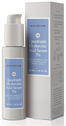 Naturium Quadruple Hyaluronic Acid Serum 5%, Hydrating & Plumping Face Serum, Anti-Aging & Moisturizing Skin Care, Fragrance-Free, 1 oz