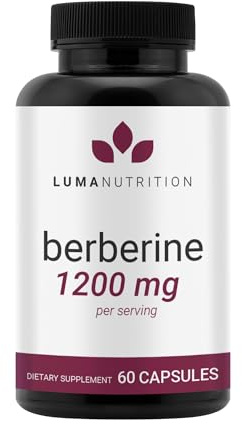 Luma Nutrition Berberine Supplement - Berberine HCL 1200mg Per Serving - Vegan, Gluten Free, Non-GMO - 60 Capsules