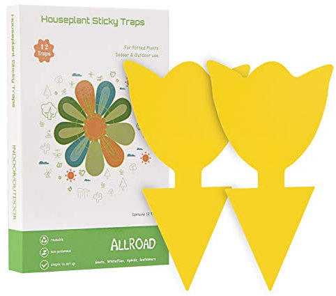 ALLRoad Yellow Sticky Trap Fruit Fly Insect Trap Fungus Gnat Killer for Indoor and Outdoor Plant Insect Catcher for White Flies,Mosquitoes,Fungus Gnats,Flying Insects (18 pcs)