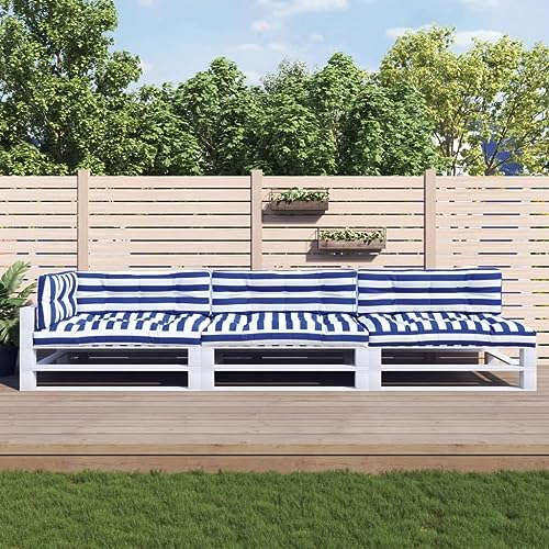 Camerina Palettenkissen 7-TLG. Blau & Weiß Gestreift Stoff Bodenkissen Kinderzimmer PalettenmöBel Balkon