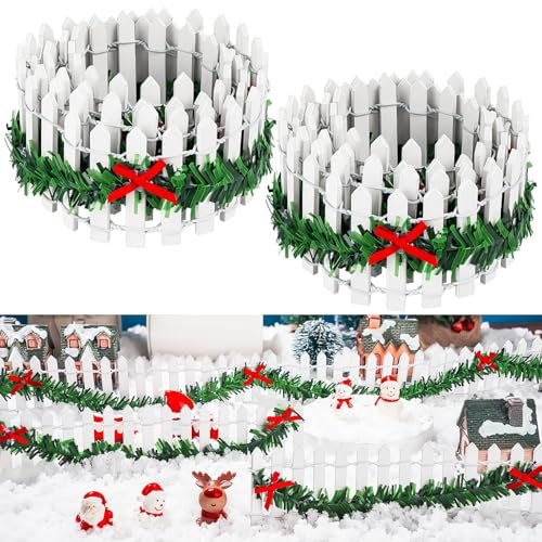 KQYSLXG 2 PCS 35 Inch Mini Christmas Garden Fence, White Fairy Garden Fence