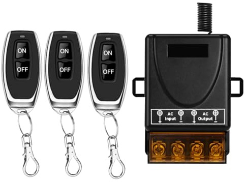 Cerhot AC 220V/230V/240V 100m 30A High Performance Radio Remote Light Switch, Outdoor Light Switch, Radio Remote Control Switch, for Water Pump, Lighting (100m 3V1 AC 100V-240V)