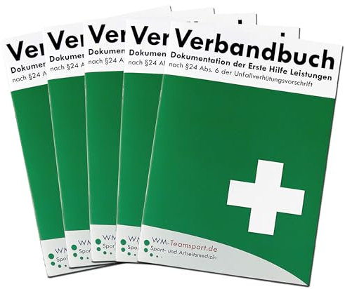 5er Pack Meldebuch/Verbandbuch DIN A5 mit abreißbaren Seiten nach § 24 Abs. 6 der Unfallverhütungsvorschrift