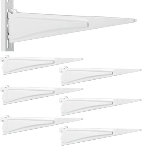 Menkxi 6 Pcs 12 Inch Locking Shelf Bracket Track Locking Wire Shelf Brackets for Adjustable Closet Systems Closet Organization Heavy Duty