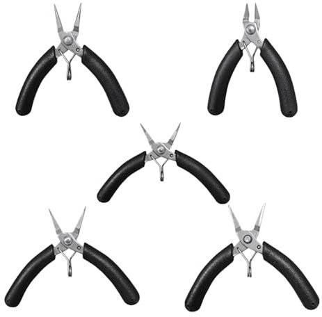 Paquete de 5 alicates para manualidades, juego de alicates de punta redonda, alicates de punta redonda, alicates de nariz de cadena, herramienta para hacer joyas