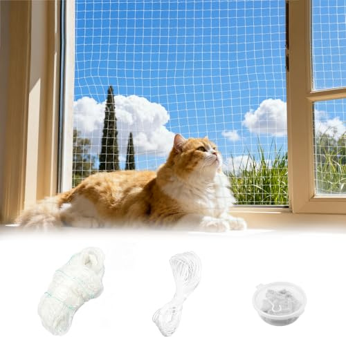 3x2 m Rete per Gatti, Rete Invisibile Protezione Balcone per Gatti, Trasparente Rete Gatti Balcone, Protezione Balcone per Gatti, per Balconi, Scale, Giardini, Terrazzee e Finestre
