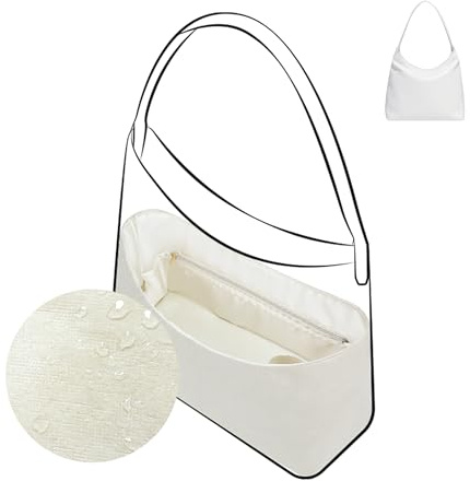 DGAZ Invändig väskorganisatör, insats för Gyard Bohème Hobo, sidenfoder och utsida av Dupont papper, med blixtlåsficka och flaskhållare, lätt (Craie, Bohème Hobo)