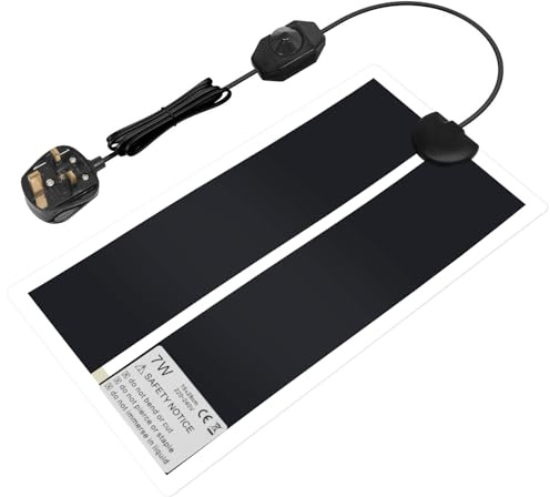 RAYNEAY Reptile Heat Mat, 7W Small Animals Vivarium Terrarium Heat Mat with Thermostat Adjustment for Tortoise Snakes Lizards, 15 * 28cm