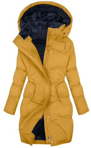 Cappotto Donna Invernale con Cappuccio Giacca Antivento Foderati in Pile Termici Piumino Donna 100 Grammi Elegante Giubbotto Lungo Spessa Parka Cappotto Lungo Imbottito Casual con Tasche e Zip