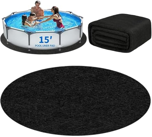 Wapasezyar Poolunderlägg rund 370 cm, pooler golvpresenning, robust sömlös poolunderlag, förskuren markpresenning för pooler och bubbelpooler