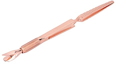 FILFEEL Pinza para Decoración de Uñas, Pinzas Empujadoras de Cutículas de Acero Inoxidable con Diseño de Doble Cabeza, para Dar Forma a Uñas Postizas, Limpieza de Cutículas, Eliminación de (Oro rosa)