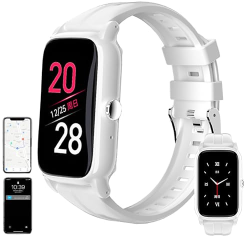 WuXQuuzlh Smart klocka mot fall, silikon äldre GPS-spårare, äldre nödklocka med falldetektering, SOS-knapp, 1,5 HD-skärm för Alzheimers White