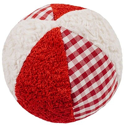 Efie Rassel Ball klein – Babyspielzeug aus Bio-Baumwolle, rot - weiß, weicher Babyball mit Rassel, schadstofffrei & nachhaltig, 100 % Made in Germany