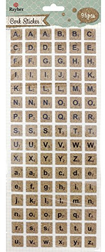 Pegatinas de Corcho con Alfabeto, 96 Unidades, Adhesivas, Letras, de Corcho