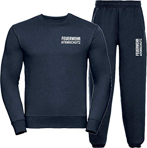 Sweat-Jogginganzug Navy, Feuerwehr ATEMSCHUTZ weiß S