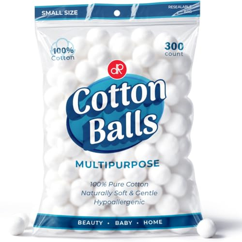 DecorRack 300 piccole palline di cotone per il trucco, la rimozione dello smalto per unghie, la cura degli animali domestici, l'applicazione di lozione o polvere di olio, realizzate in puro cotone