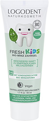 LOGODENT Naturkosmetik FRESH KIDS Bio Minz-Zahngel, Für gesunde und starke Milch- und Kinderzähne, Frei von synthetischen Fluoridzusätzen, Vegan, 1 x 50ml