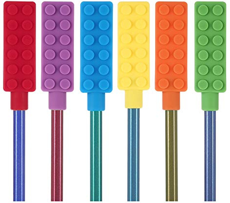 RosewineC Lot de 6 décorations sensorielles à mâcher en forme de crayon à mâcher pour enfants, moteurs buccaux, besoins spéciaux