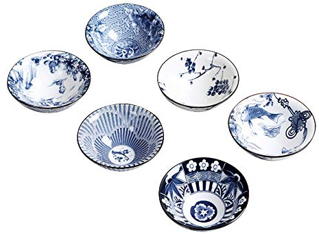 G-LIKE Blau-Weiß Porzellan Teetassen Geschenkbox – Traditionelles Chinesisches Teegeschirr Retro-Stil Antik Handwerk 6-teilig Set Teeschalen Tee Zeremonie Kunstwerk Gongfu Teekunst (Blauweiß1)