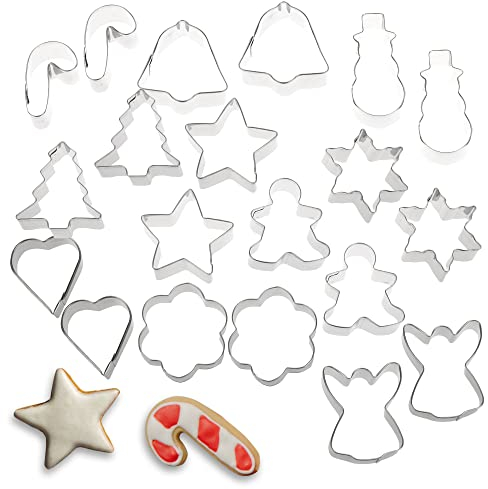 COM-FOUR® 20x Plätzchen Ausstechformen aus rostfreiem Edelstahl - Plätzchenformen mit weihnachtlichen Motiven - Keksausstecher für Weihnachten (20 Stück - X-Mas-Mix)